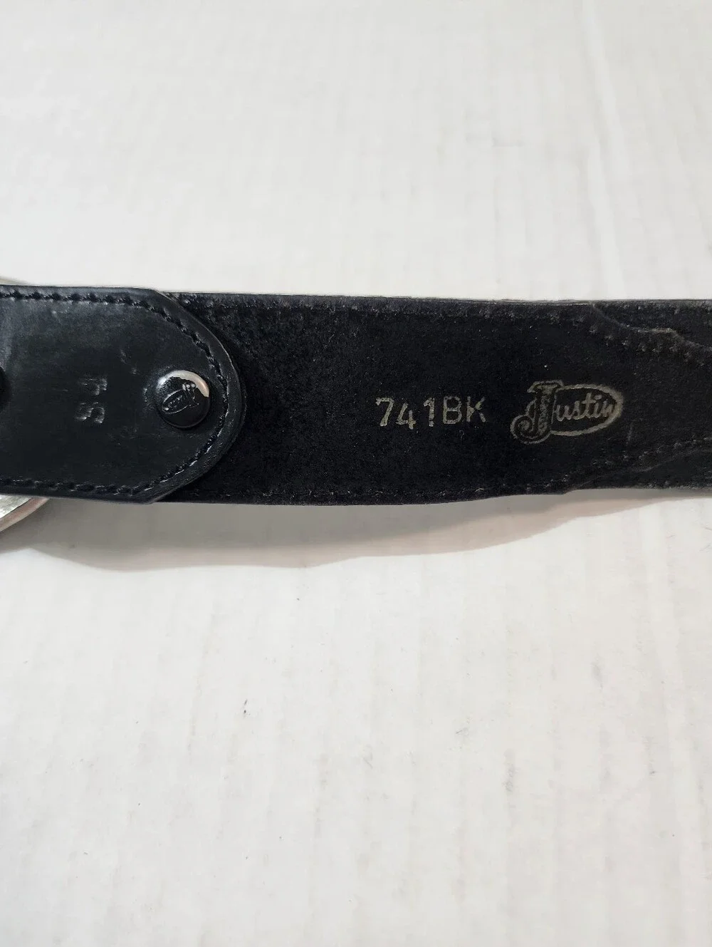 Vintage Justin 741BK Leather Western Belt Laced Concho Texas Buckle Size 36